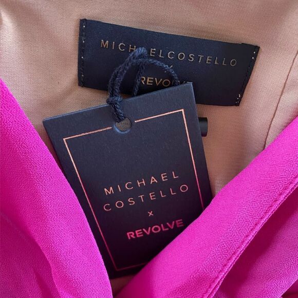 NWT Michael Costello Revolve Constance Mini Dress Fuschia pink chiffon S - Picture 11 of 14